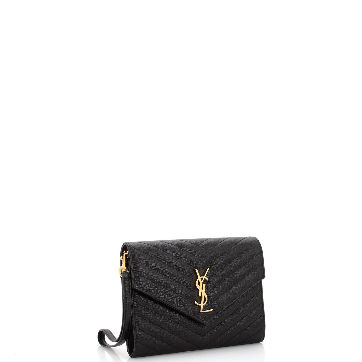 Classic Monogram Envelope Wristlet Clutch Matelasse Chevron Leather