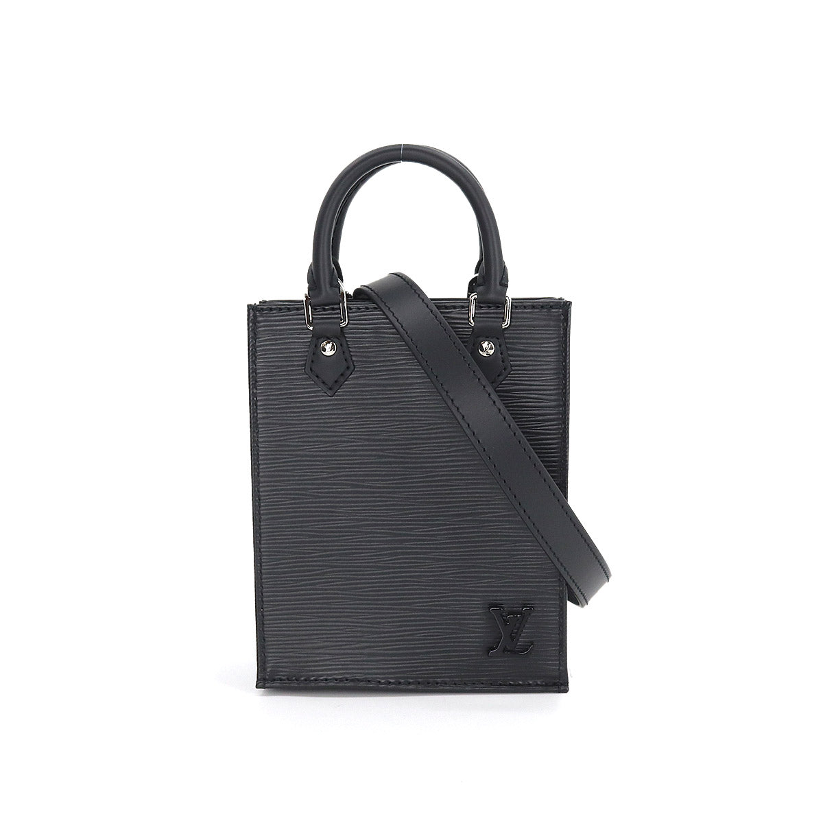 Louis Vuitton Epi Petit Sac Plat 2way Hand Shoulder Bag Leather Noir