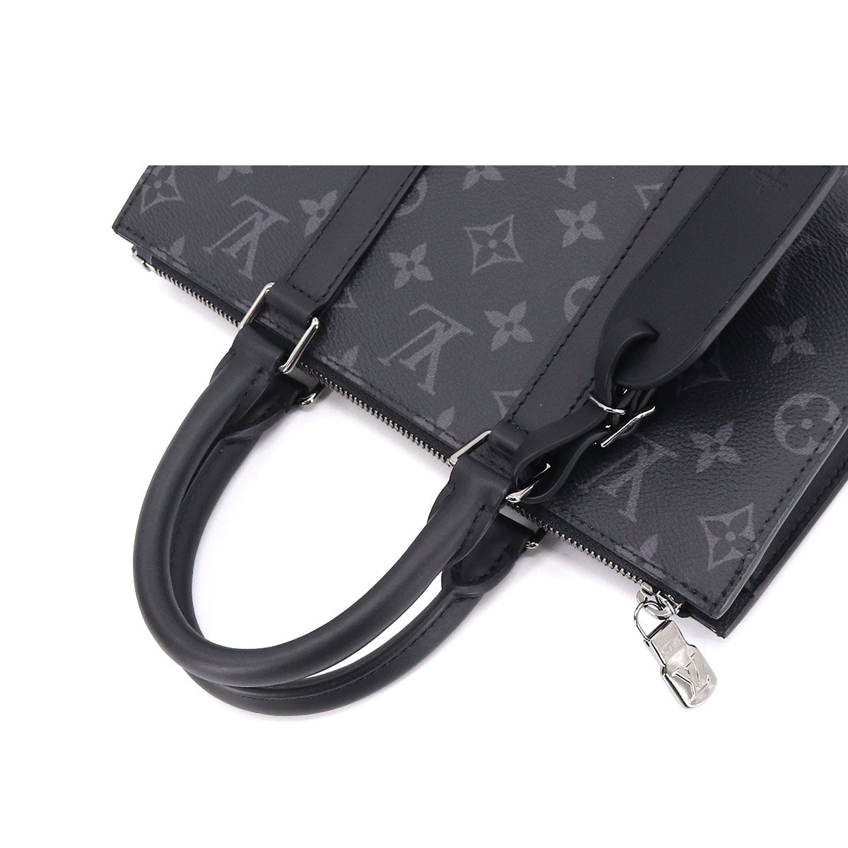 Louis Vuitton Monogram Eclipse Sac Plat Cross 2Way Tote Shoulder Bag Black