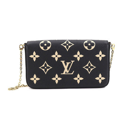 Louis Vuitton Bicolor Monogram Emplant Leather Pochette Felicie Chain Wallet Black