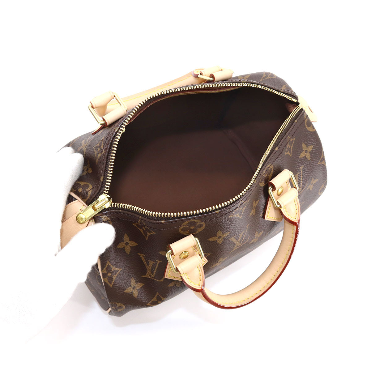 Louis Vuitton Monogram Speedy 25 Hand Bag Brown Gold Hardware
