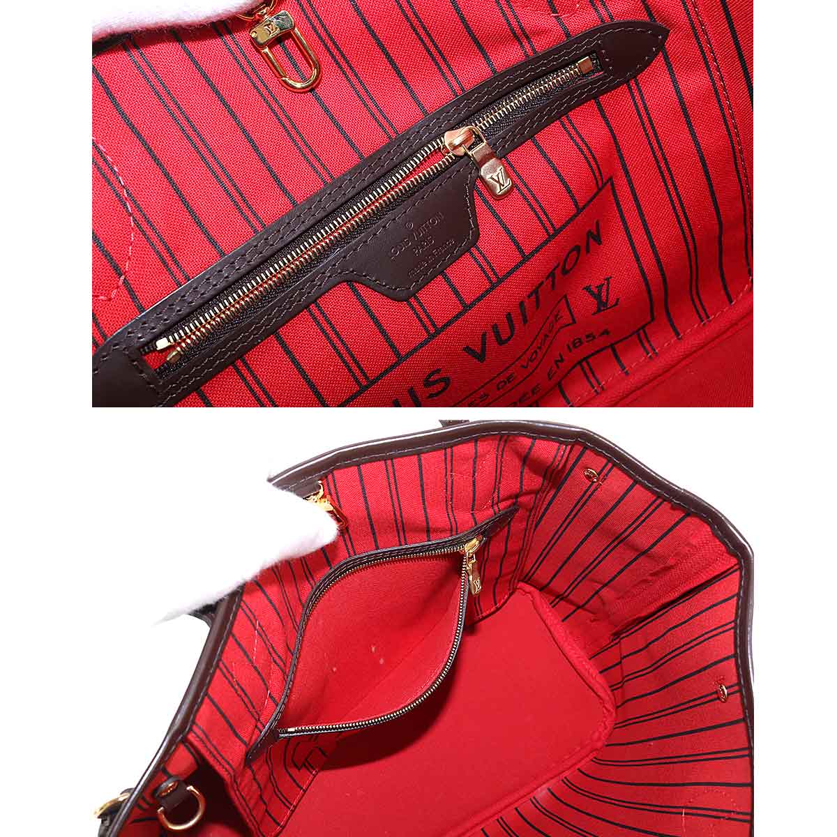 Louis Vuitton Damier Neverfull PM Tote Bag Brown Gold Hardware