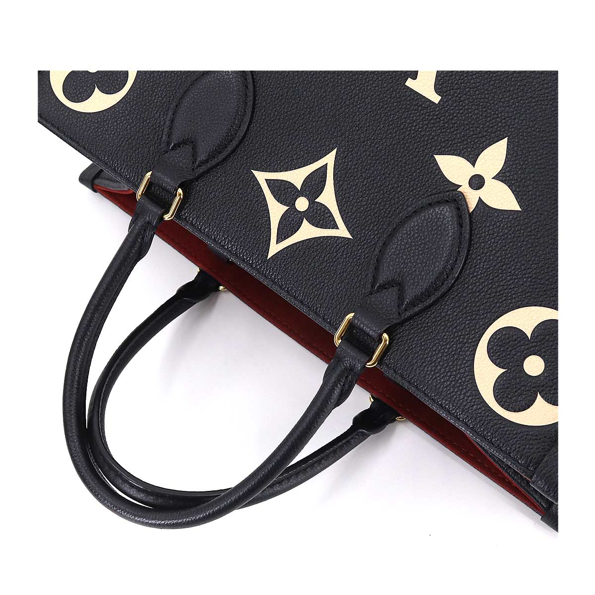 Louis Vuitton Bicolor Monogram Implant On The Go MM 2Way Tote Shoulder Bag Black Beige