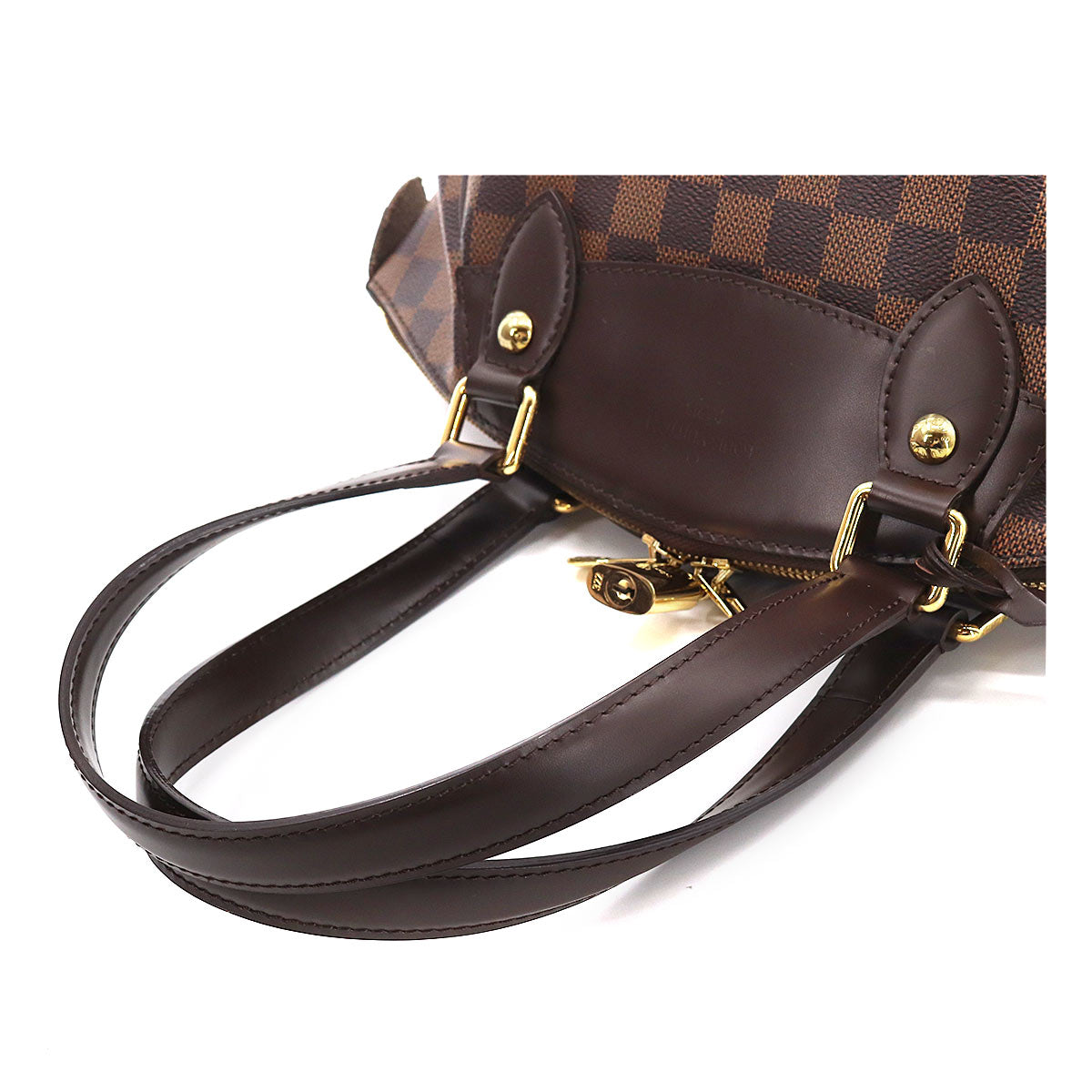 Louis Vuitton Damier Verona PM Hand Bag Ebene Brown Gold Hardware