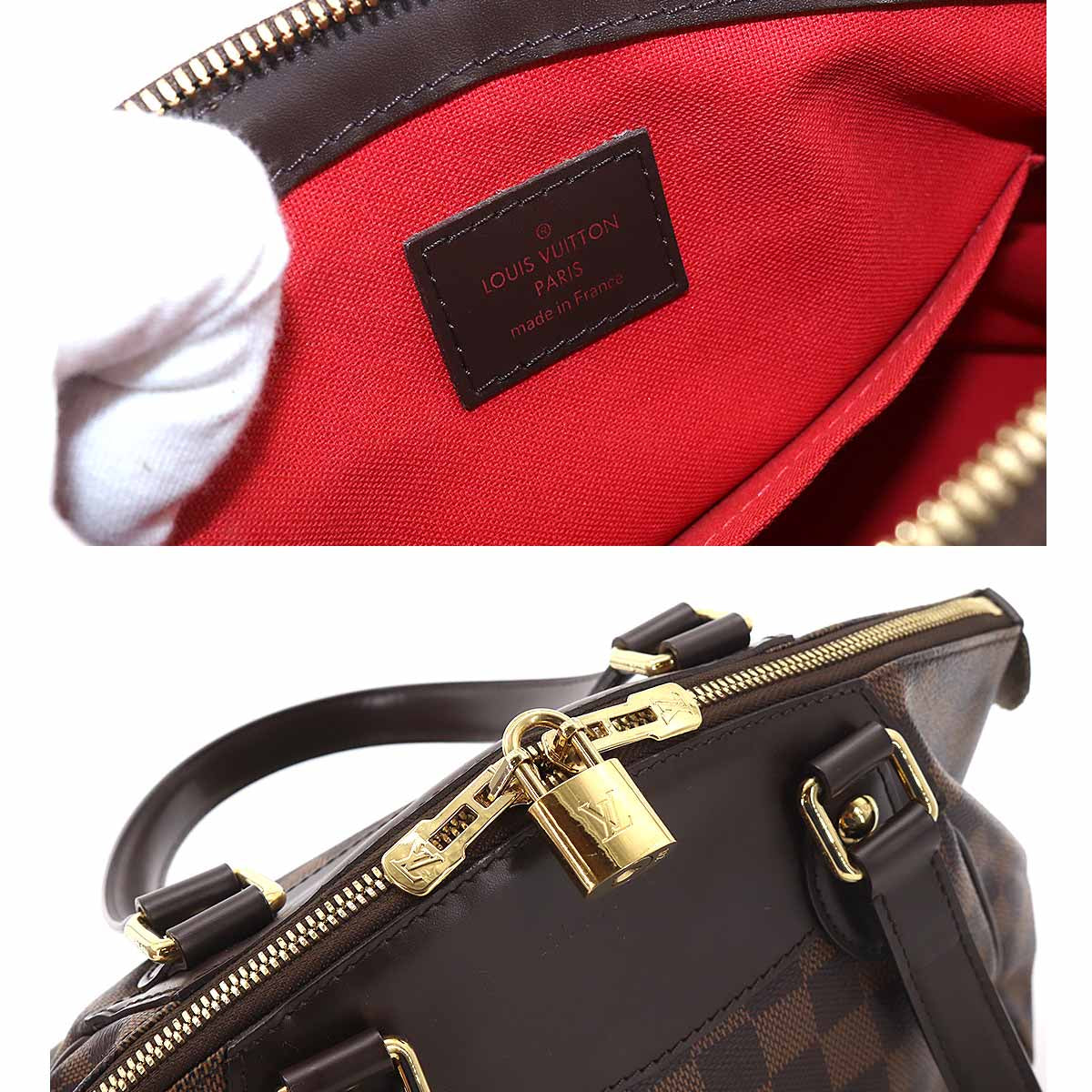 Louis Vuitton Damier Verona PM Hand Bag Ebene Brown Gold Hardware