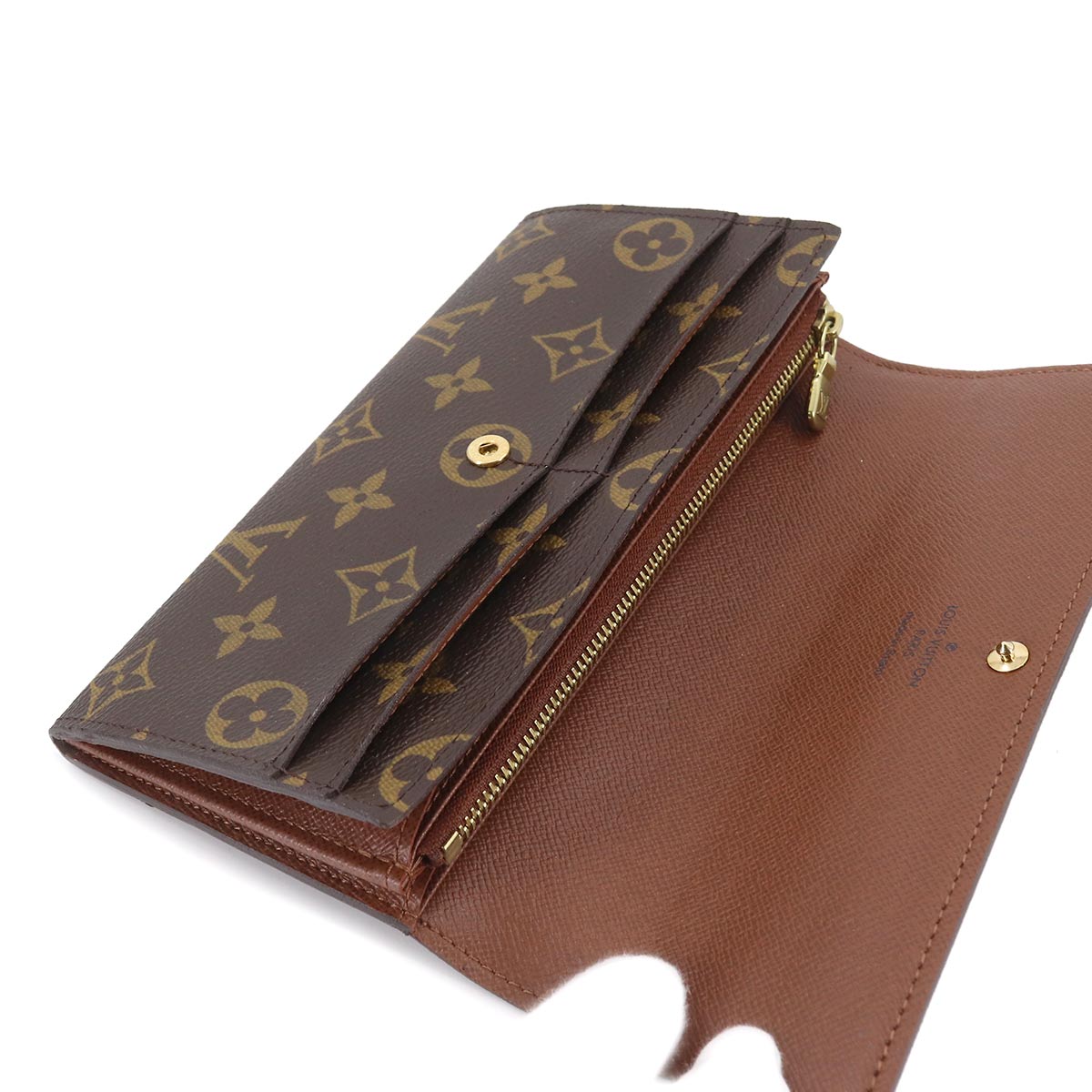 Louis Vuitton Monogram Portefeuille Sarah Folio Long Wallet Brown