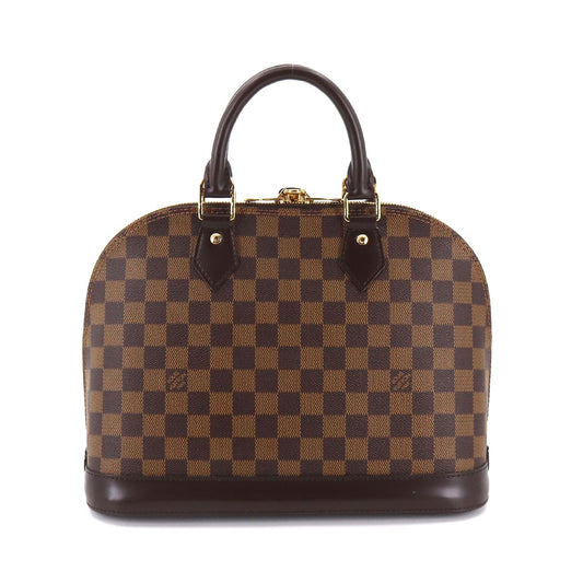 Louis Vuitton Damier Alma PM Handbag Ebene Brown Gold Metal