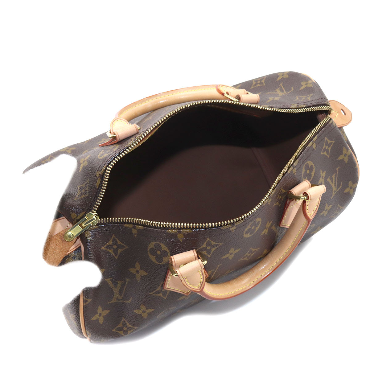 Louis Vuitton Monogram Speedy 30 Hand Bag Brown Gold Hardware