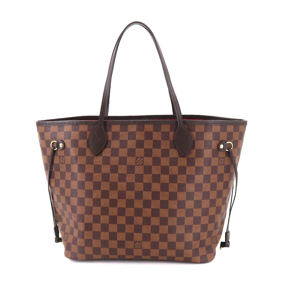 Louis Vuitton Damier Neverfull MM Tote Bag Gold Metal