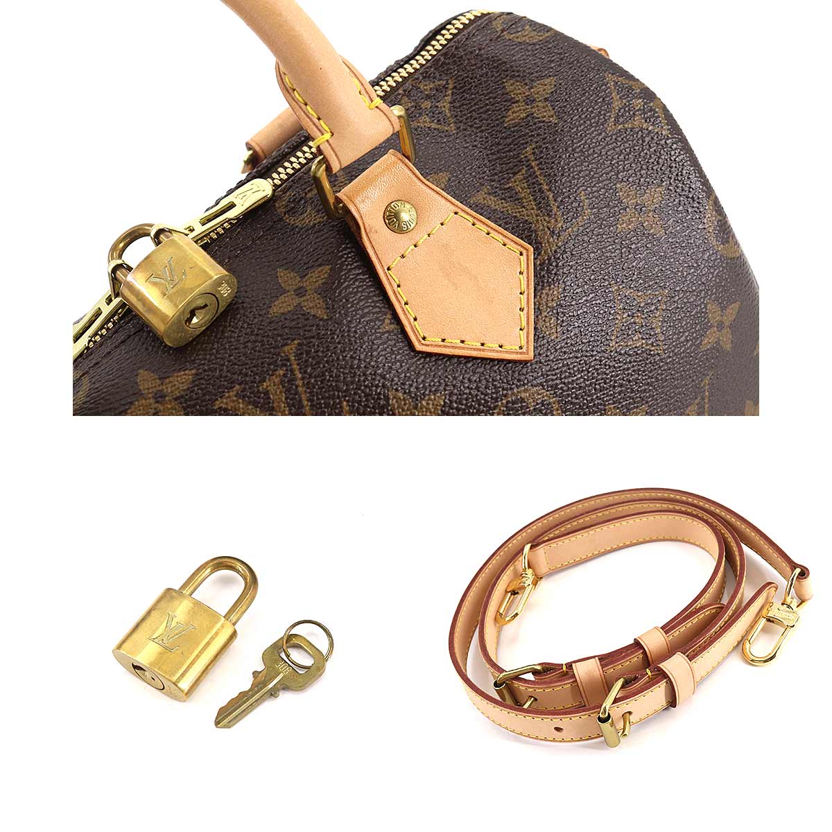 Louis Vuitton Monogram Speedy Bandouliere 25 2Way Shoulder Bag Brown