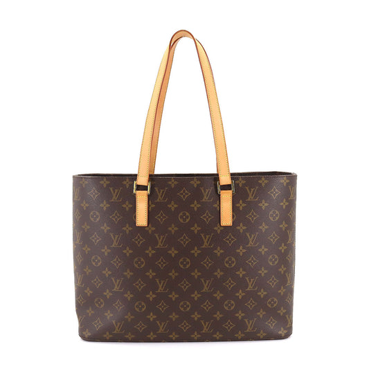 Louis Vuitton Monogram Luco Tote Bag Brown Gold Metal