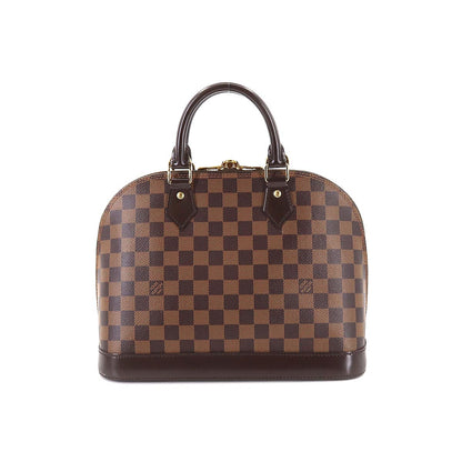 Louis Vuitton Damier Alma PM Handbag Ebene Brown Gold Metal