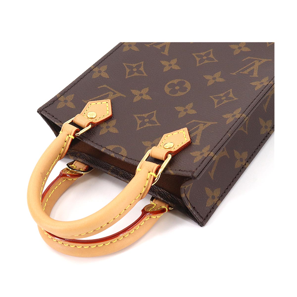 Louis Vuitton Monogram Petit Sac Plat 2Way Shoulder Bag Brown