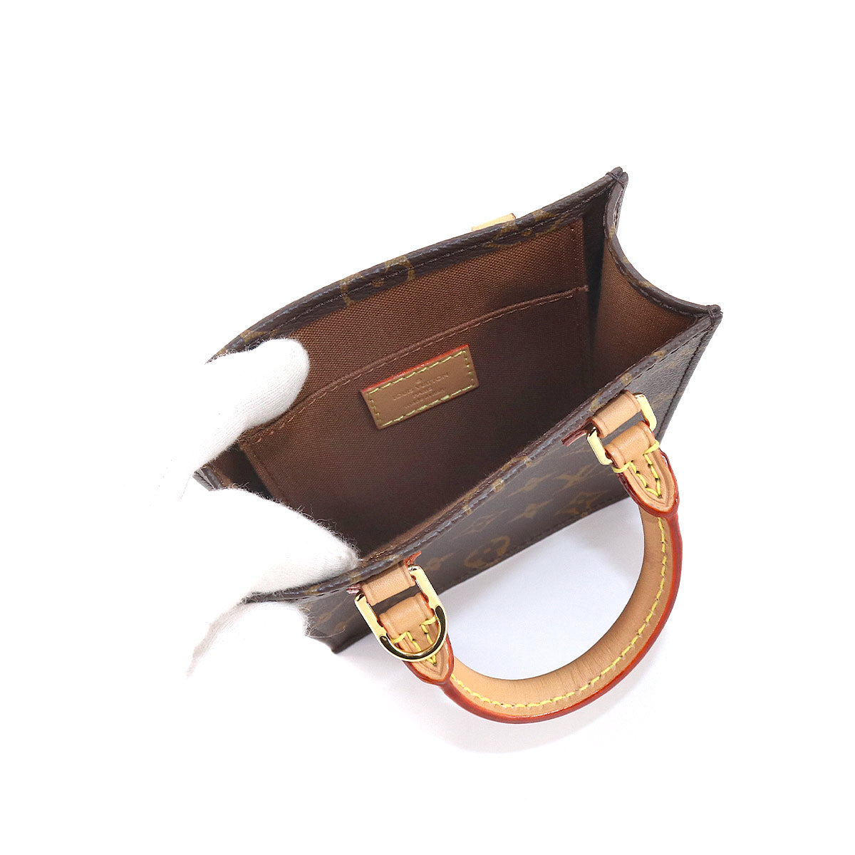 Louis Vuitton Monogram Petit Sac Plat 2Way Shoulder Bag Brown
