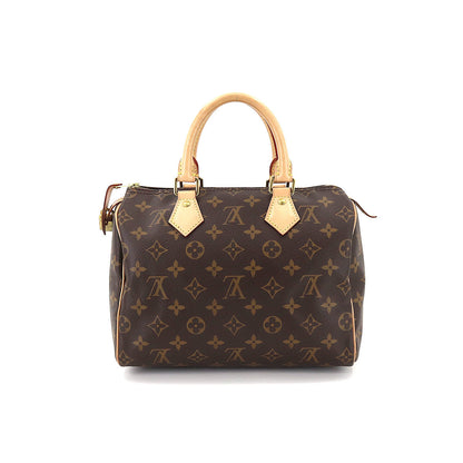 Louis Vuitton Monogram Speedy 25 Hand Bag Brown Gold Metal