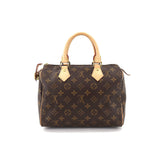 Louis Vuitton Monogram Speedy 25 Hand Bag Brown Gold Metal