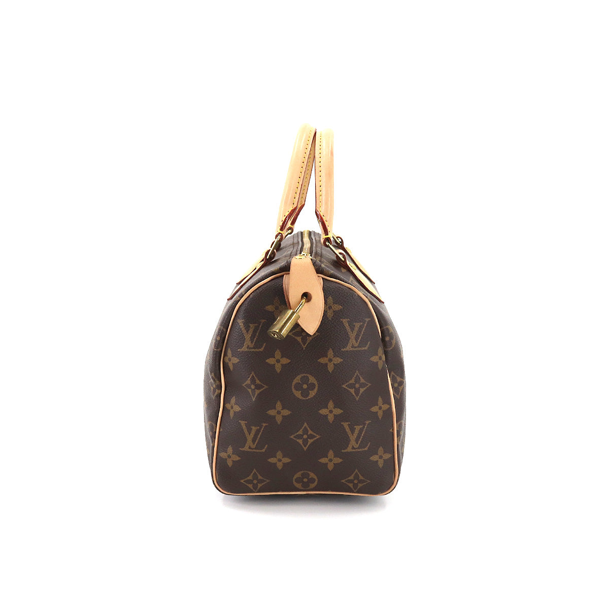 Louis Vuitton Monogram Speedy 25 Hand Bag Brown Gold Metal