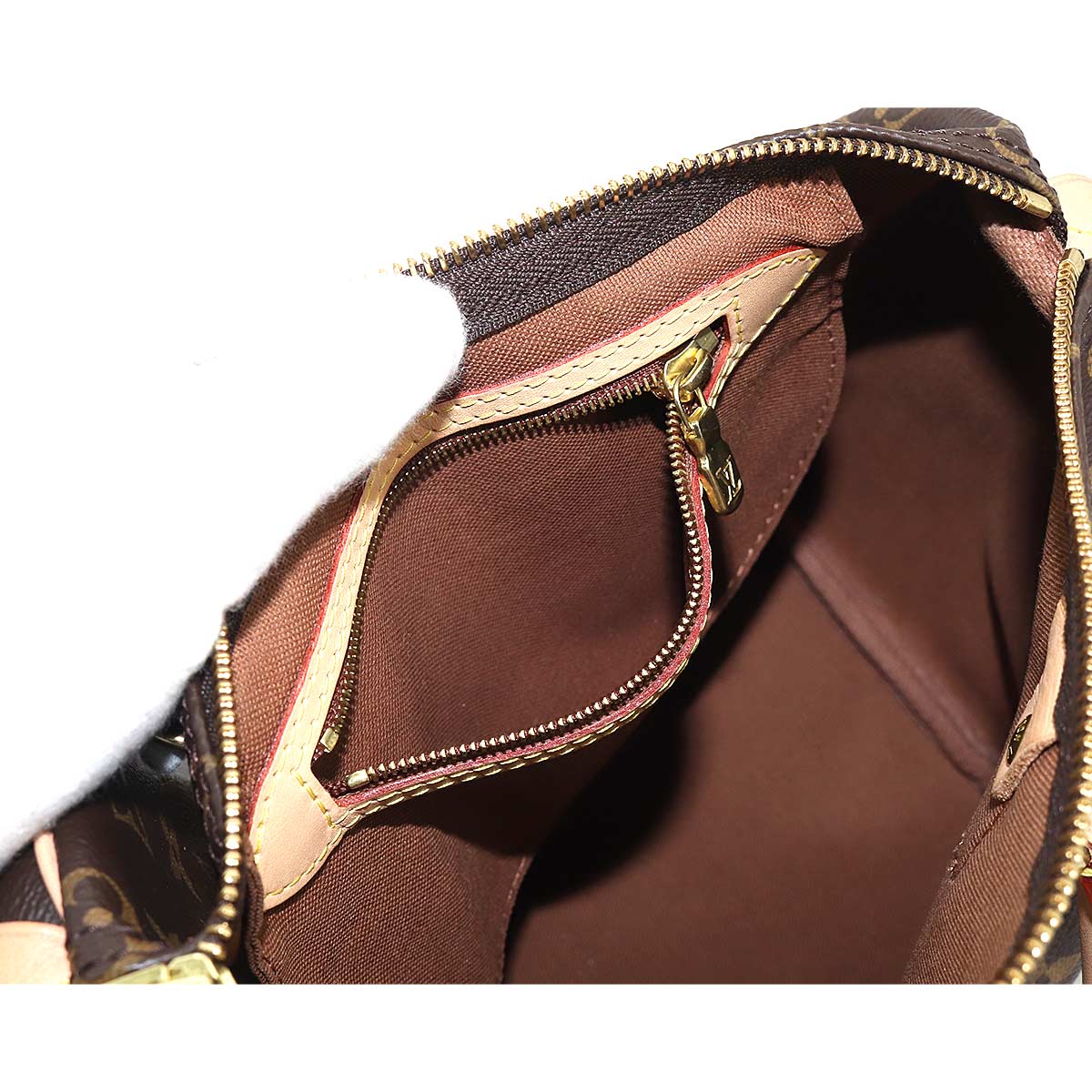 Louis Vuitton Monogram Speedy 25 Hand Bag Brown Gold Metal