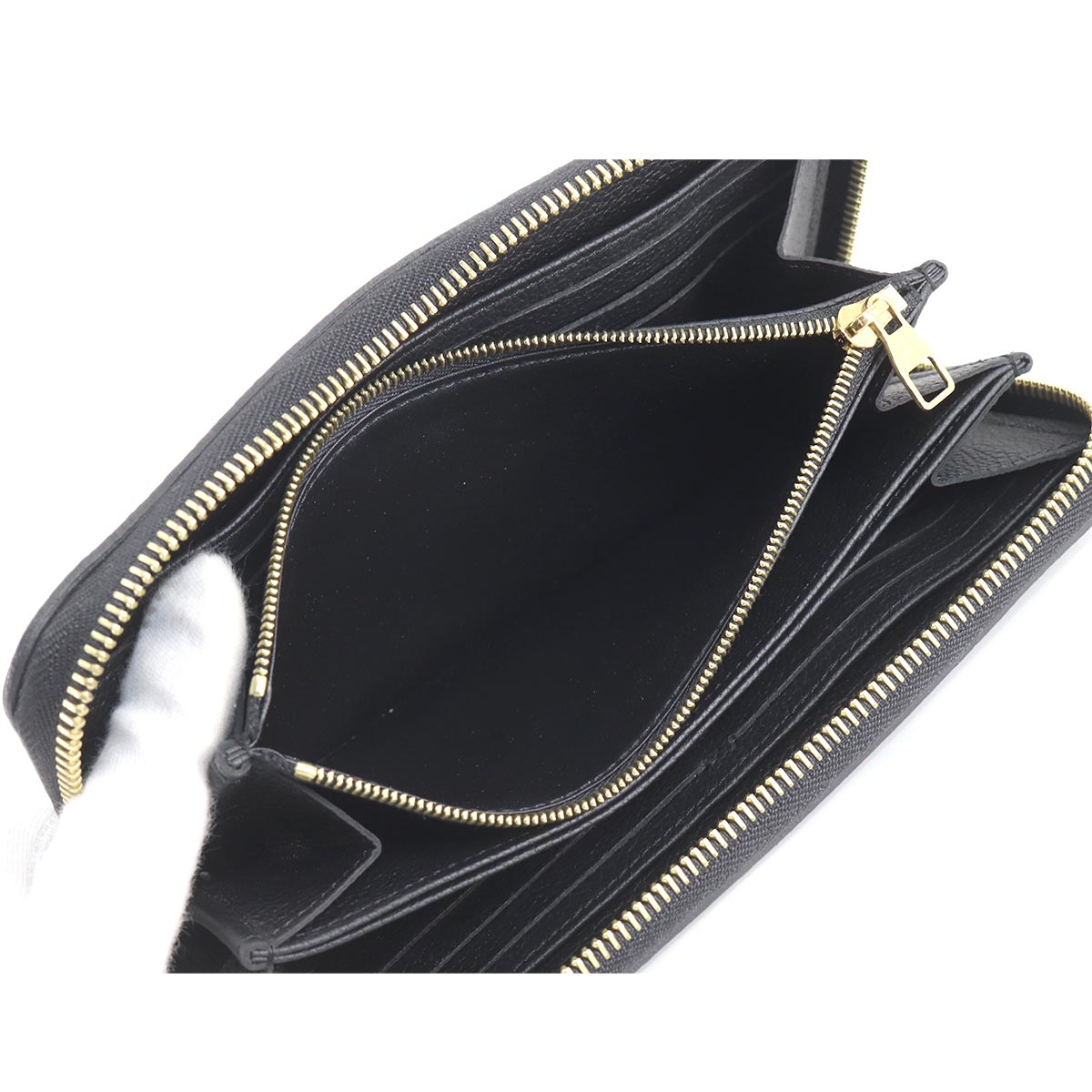 Louis Vuitton Monogram Implant Zippy Wallet Long Leather Noir