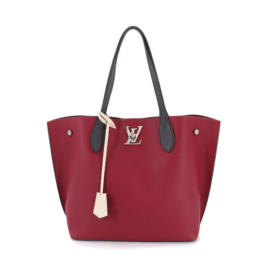 Louis Vuitton Lockme Go Tote Bag Leather Redouin Silver Metal