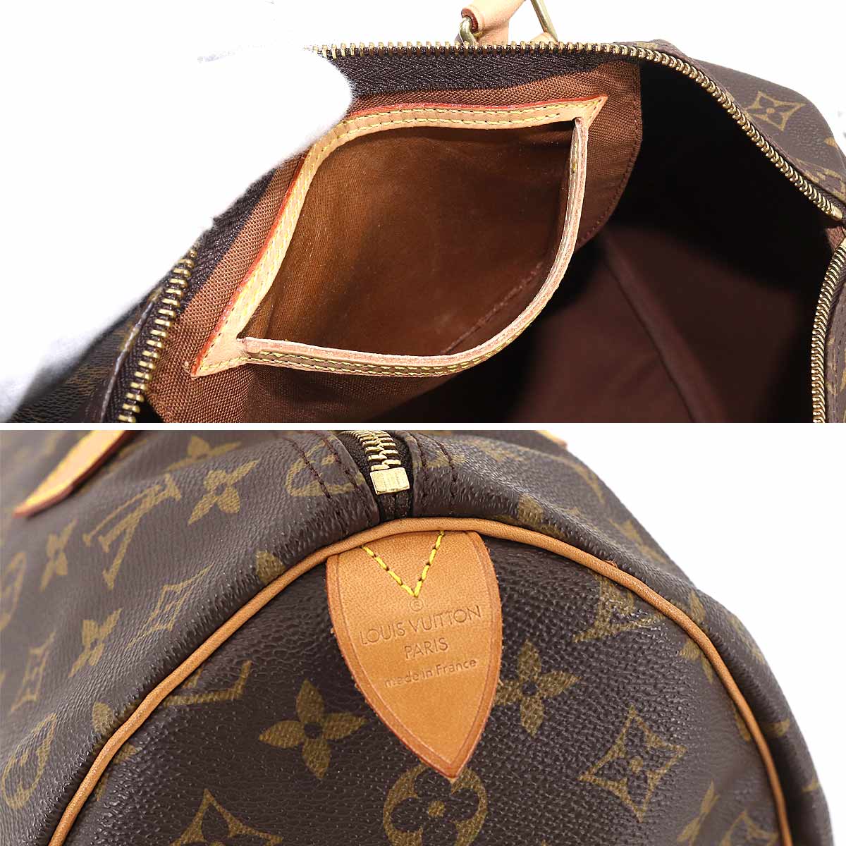 Louis Vuitton Monogram Speedy 35 Hand Bag Brown Gold Hardware