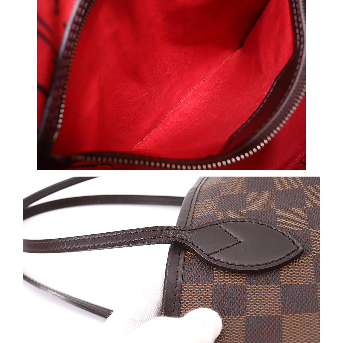 Louis Vuitton Damier Neverfull MM Tote Bag Ebene Cerise Brown