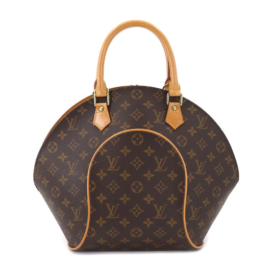 Louis Vuitton Monogram Ellipse MM Hand Bag Brown Gold Metal