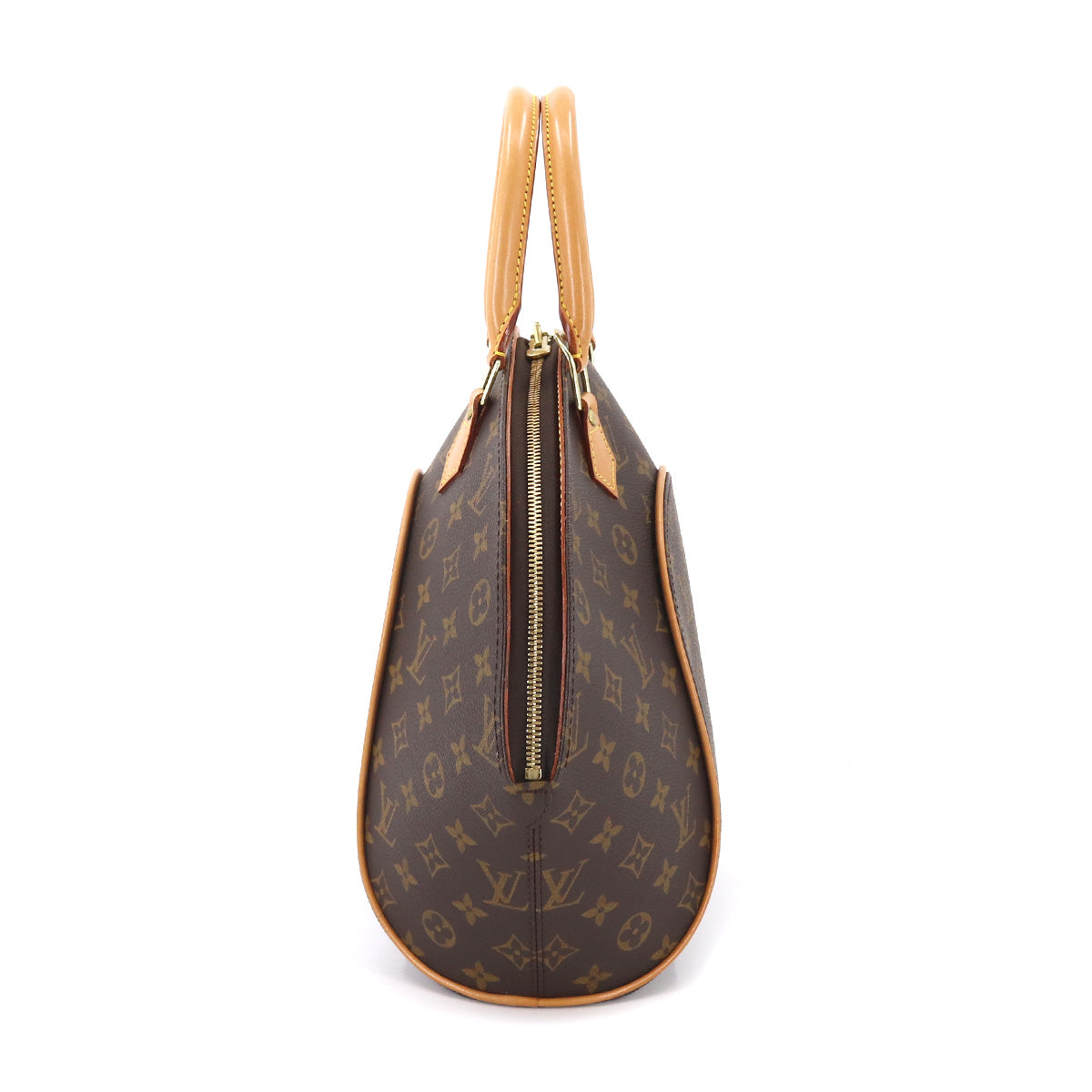 Louis Vuitton Monogram Ellipse MM Hand Bag Brown Gold Metal