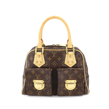 Louis Vuitton Monogram Manhattan PM Handbag Brown Gold Hardware