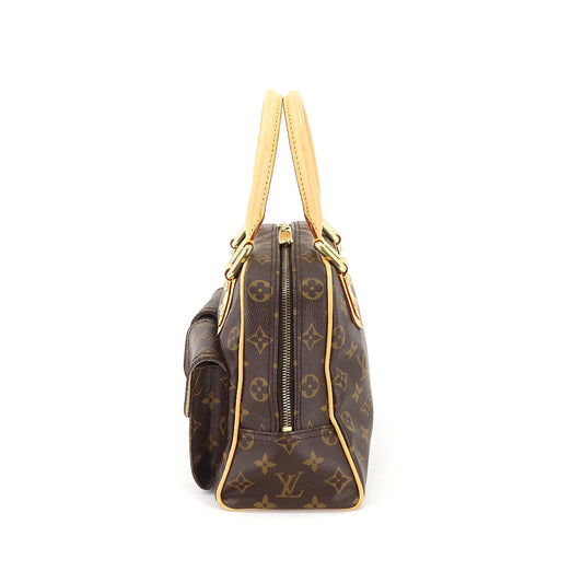 Louis Vuitton Monogram Manhattan PM Handbag Brown Gold Hardware
