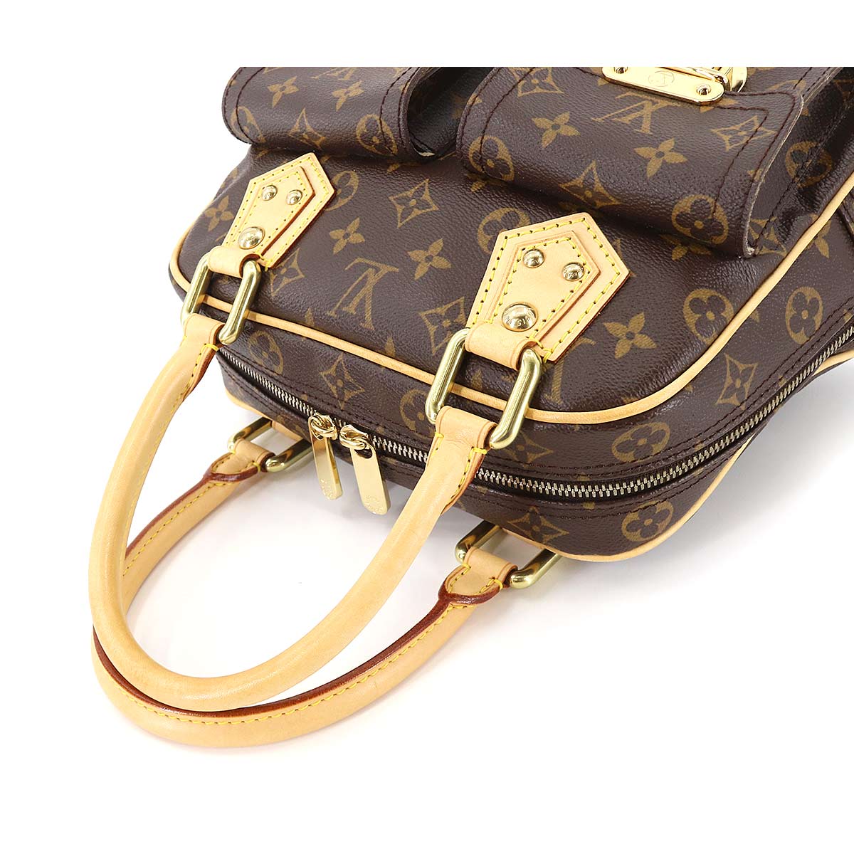 Louis Vuitton Monogram Manhattan PM Handbag Brown Gold Hardware