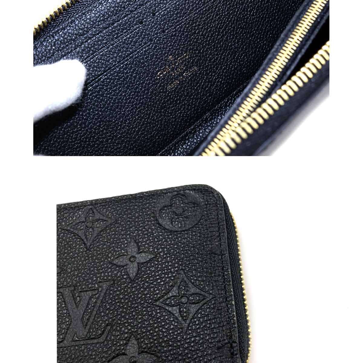 Louis Vuitton Monogram Implant Portefeuille Round Zipper Long Wallet Leather