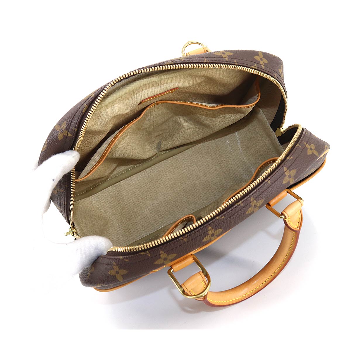 Louis Vuitton Monogram Trouville Hand Bag Brown Gold Hardware