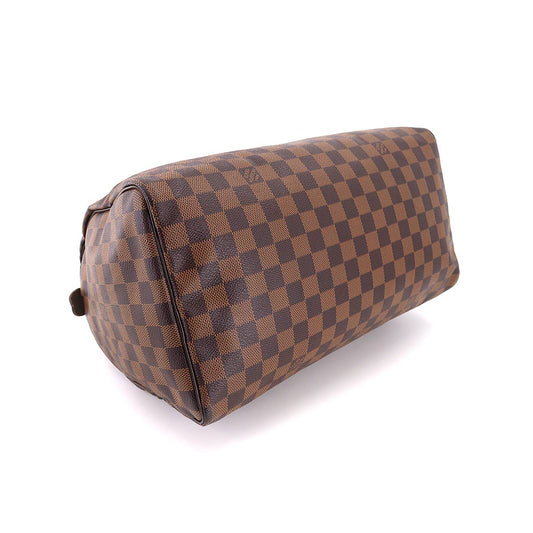 Louis Vuitton Damier Speedy 35 Hand Bag Ebene Brown Gold Metal