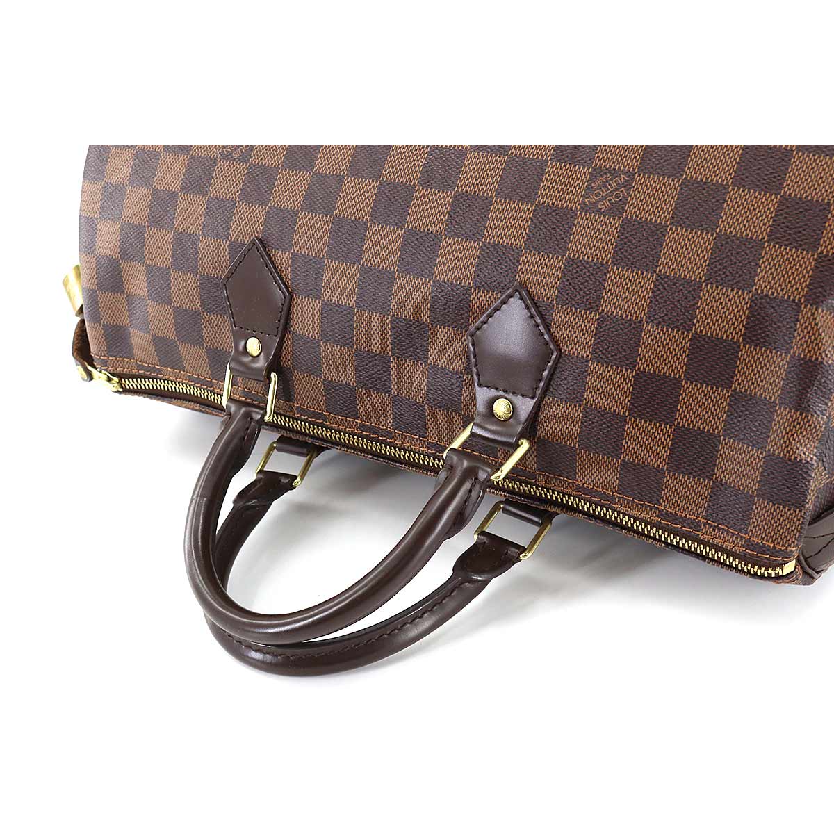 Louis Vuitton Damier Speedy 35 Hand Bag Ebene Brown Gold Metal