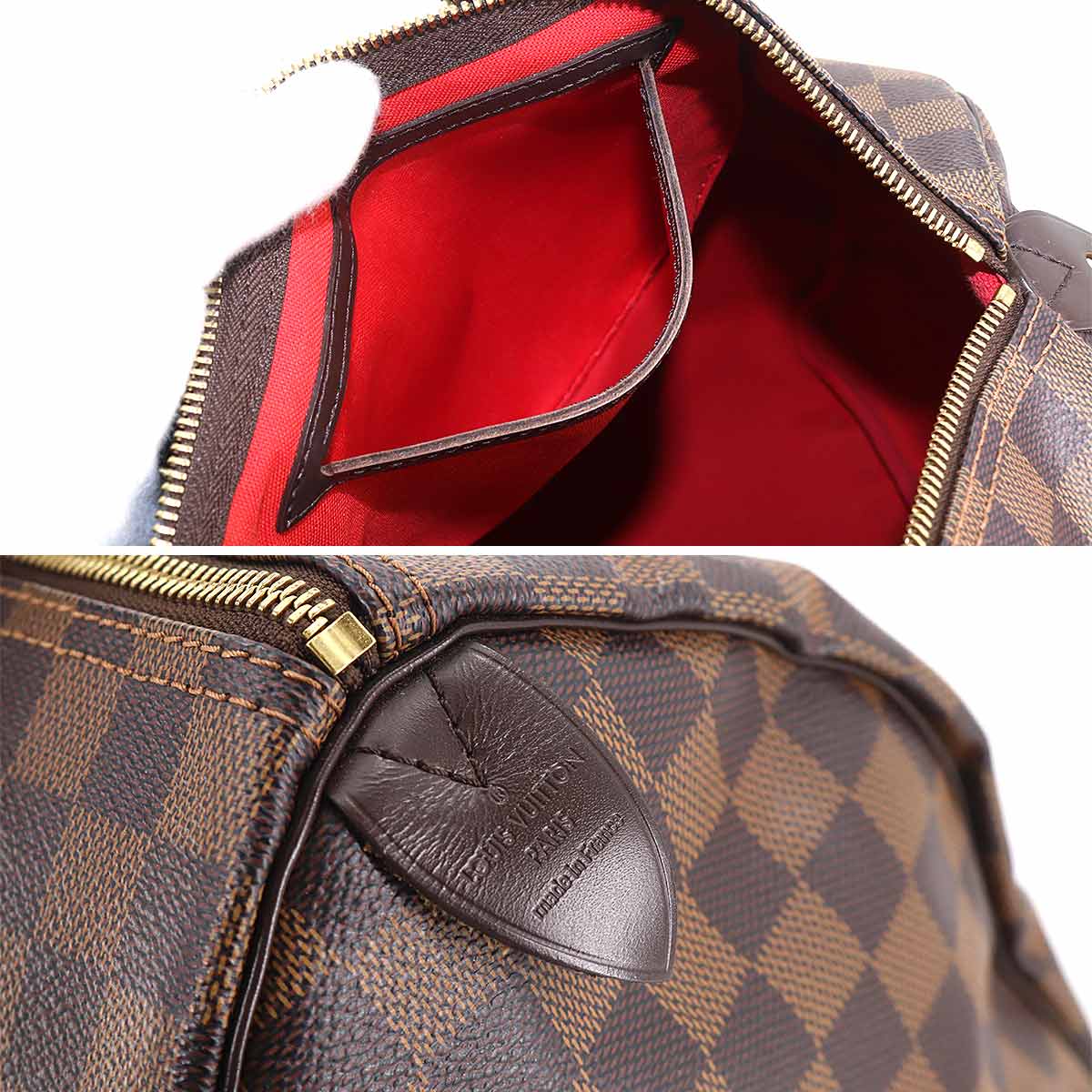 Louis Vuitton Damier Speedy 35 Hand Bag Ebene Brown Gold Metal