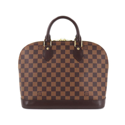 Louis Vuitton Damier Alma PM Hand Bag Ebene Brown Gold Metal