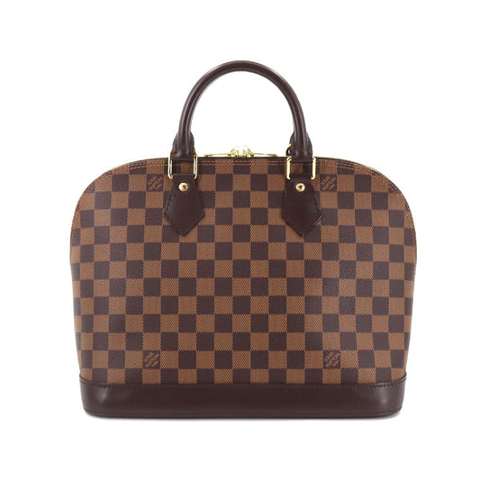 Louis Vuitton Damier Alma PM Hand Bag Ebene Brown Gold Metal