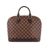 Louis Vuitton Damier Alma PM Hand Bag Ebene Brown Gold Metal