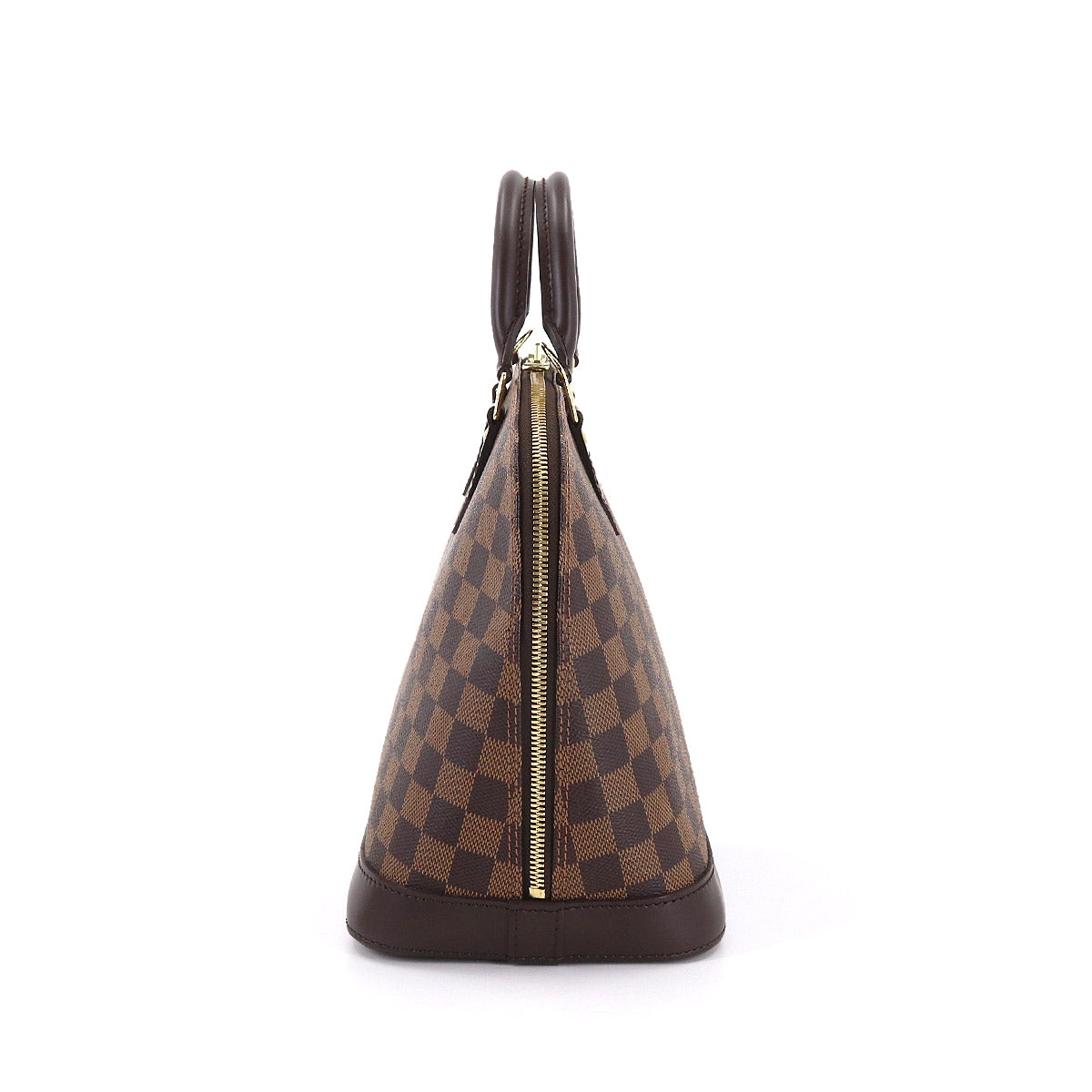Louis Vuitton Damier Alma PM Hand Bag Ebene Brown Gold Metal