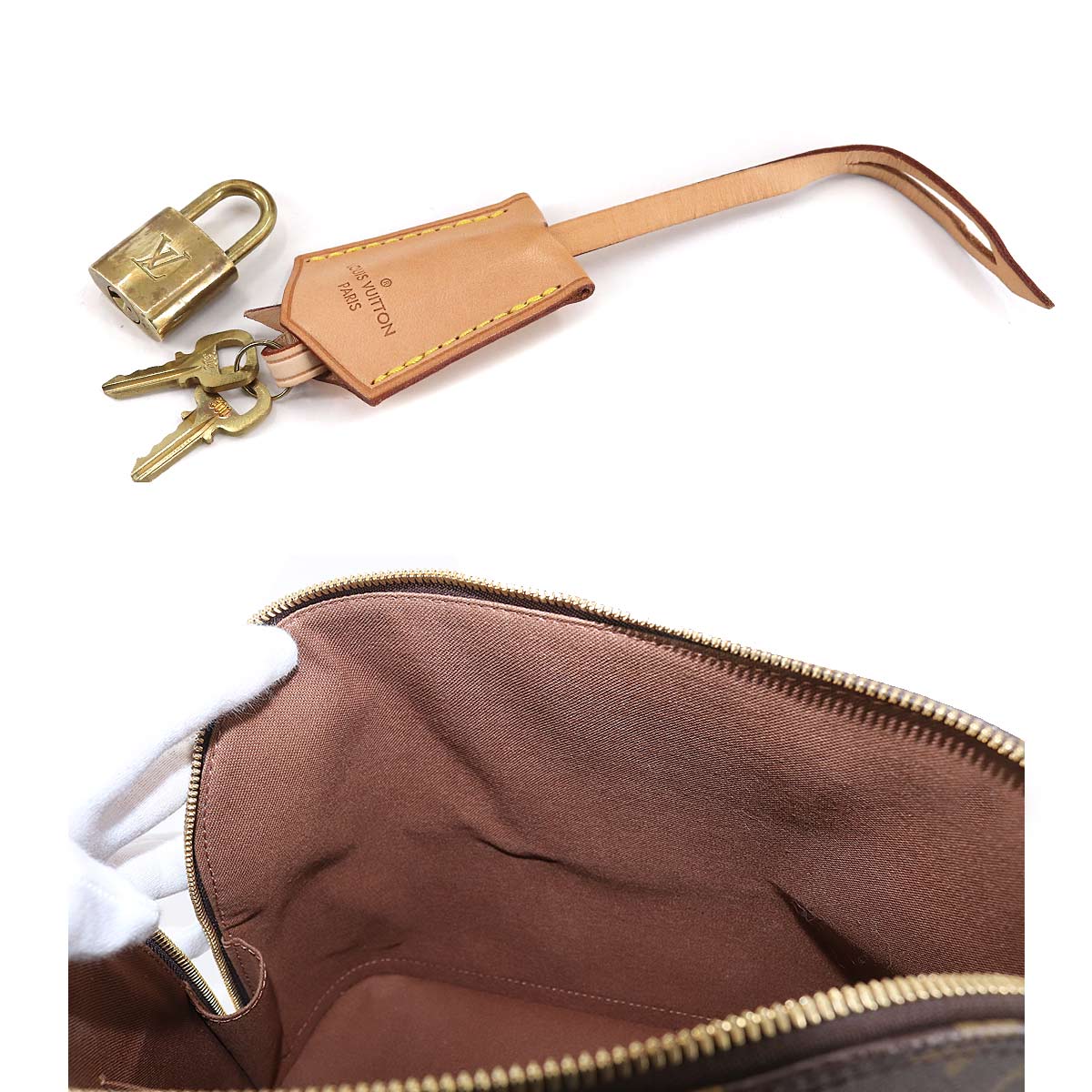 Louis Vuitton Monogram Alma PM Hand Bag Brown Gold Hardware