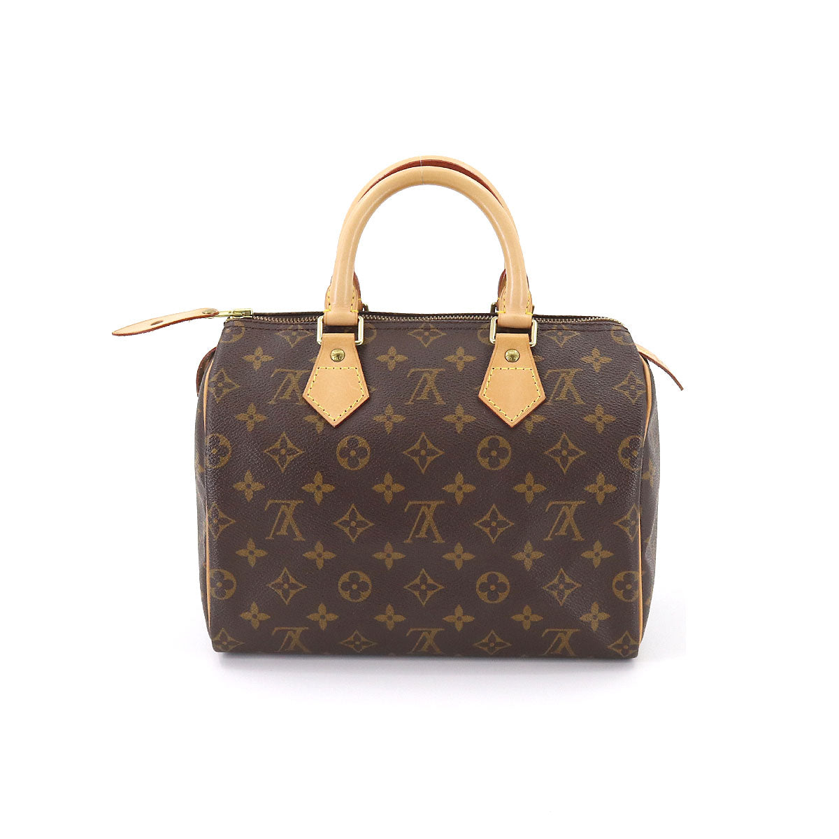 Louis Vuitton Monogram Speedy 25 Hand Bag Brown Gold Metal