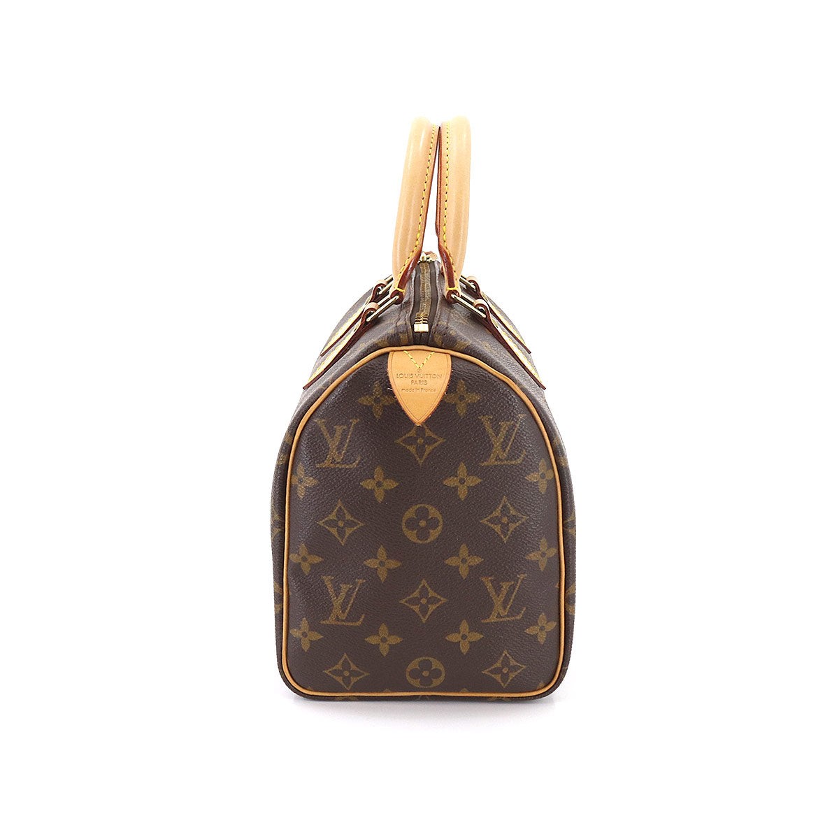 Louis Vuitton Monogram Speedy 25 Hand Bag Brown Gold Metal