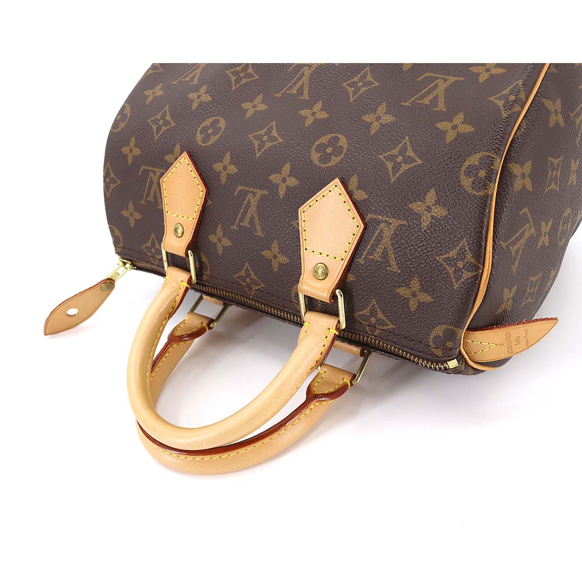 Louis Vuitton Monogram Speedy 25 Hand Bag Brown Gold Metal