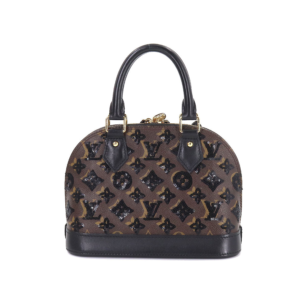 Louis Vuitton Monogram Eclipse Alma BB Hand Bag Brown Black Sequin