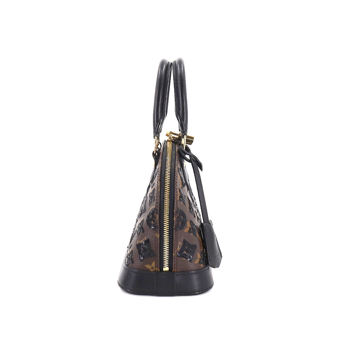 Louis Vuitton Monogram Eclipse Alma BB Hand Bag Brown Black Sequin
