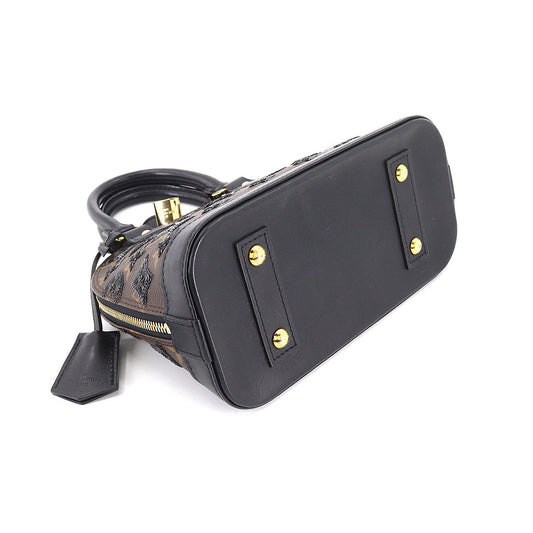 Louis Vuitton Monogram Eclipse Alma BB Hand Bag Brown Black Sequin