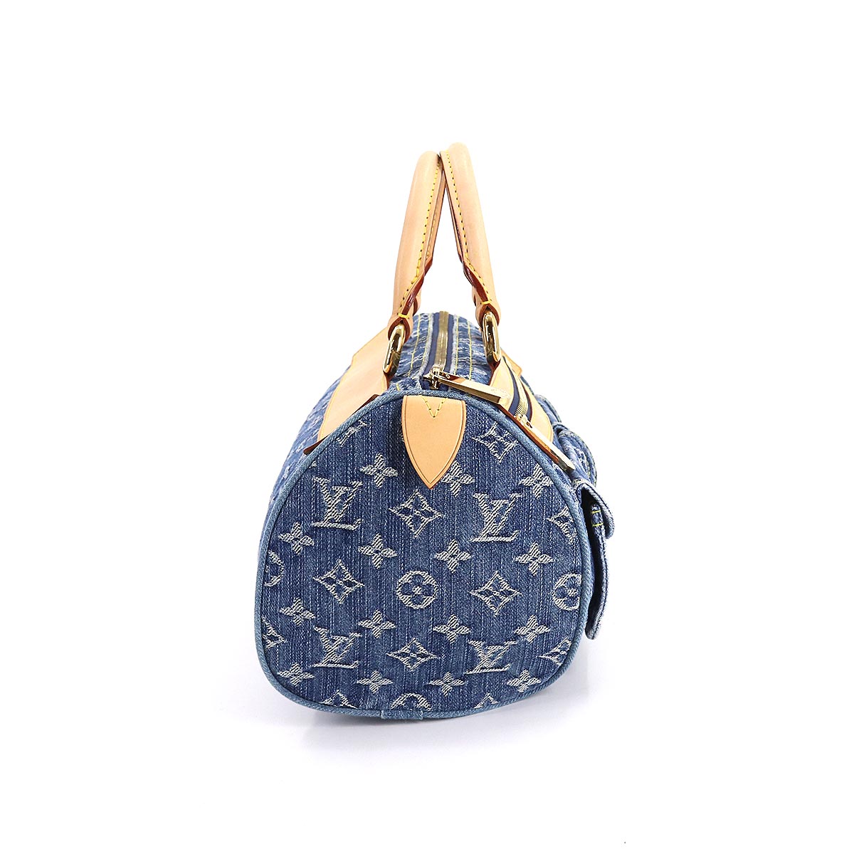 Louis Vuitton Monogram Denim Neo Speedy Hand Bag Canvas Leather Blue
