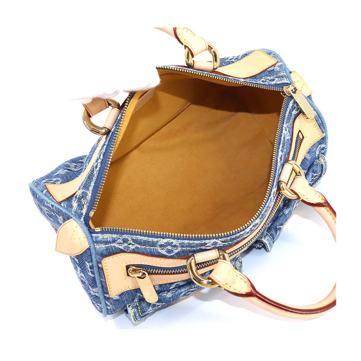 Louis Vuitton Monogram Denim Neo Speedy Hand Bag Canvas Leather Blue
