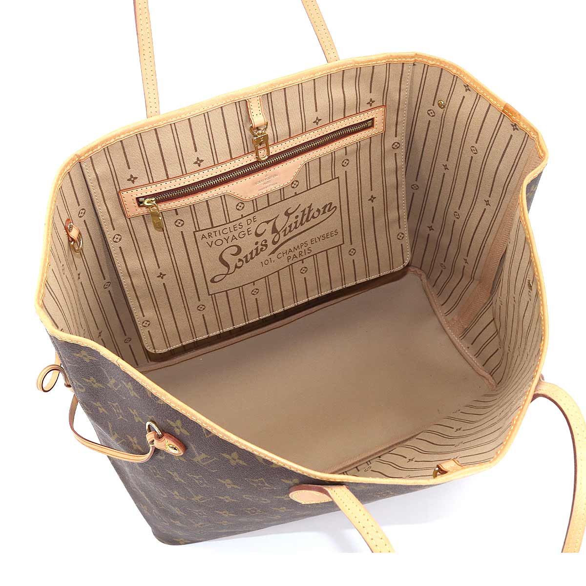Louis Vuitton Monogram Neverfull GM Tote Bag Brown Gold Hardware